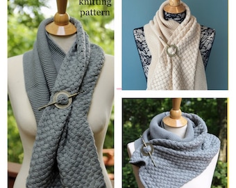 Outlander Inspired Scarf KNITTING PATTERN - Claire's Scarf, Shoulder Wrap, Mini Shawl, Neck Warmer - Intermediate