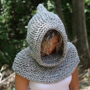 Cowl Neck Hoodie, Hooded Cape, Hand Knitted Hood, Infinity Scarf, Shoulder Wrap, Neck Warmer, Hoodie for Women, Gift for Daughter