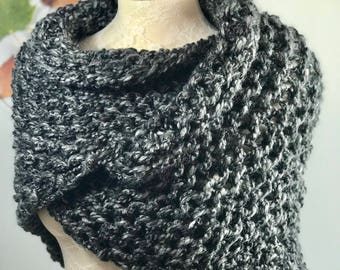 Highlands Inspired Shawl, Hand Knit Wrap, Choose Your Color, Chunky Knit, Outlander Fan Gift, Gift for Wife, Gift for Mother