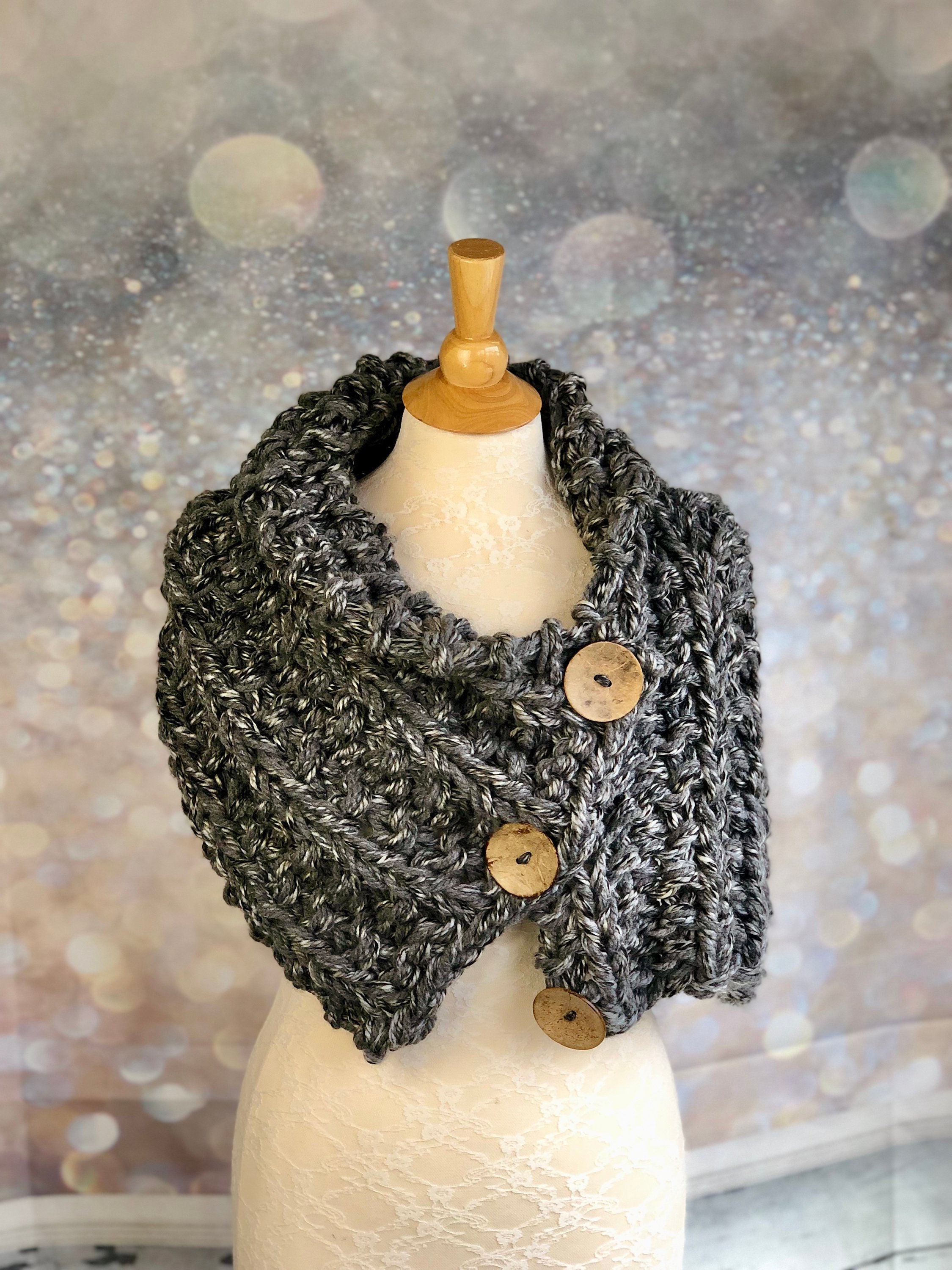 Oversized Chunky Cowl Scarf Neck Warmer in Shades of Gray, Super Soft ...