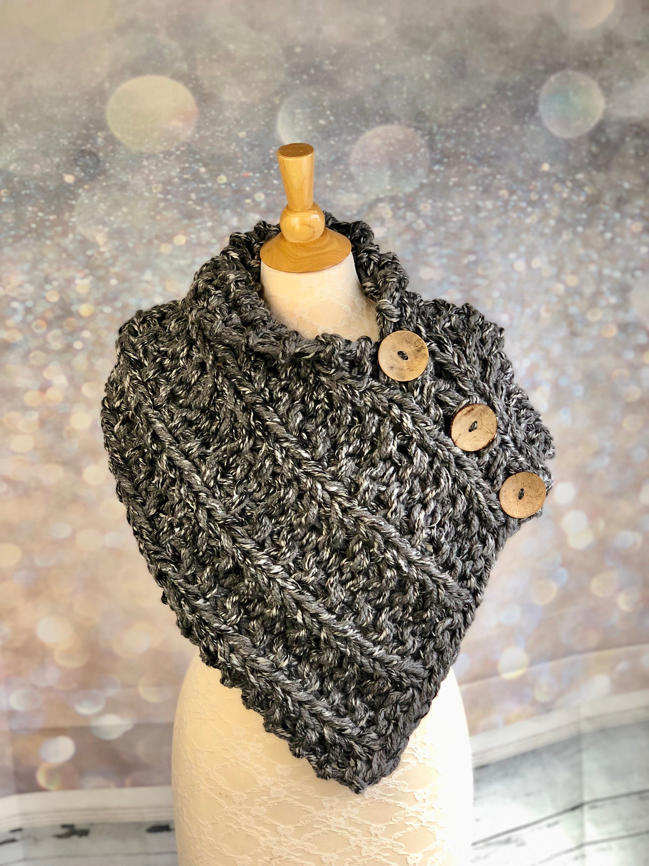 Oversized Chunky Cowl Scarf Neck Warmer in Shades of Gray, Super Soft ...