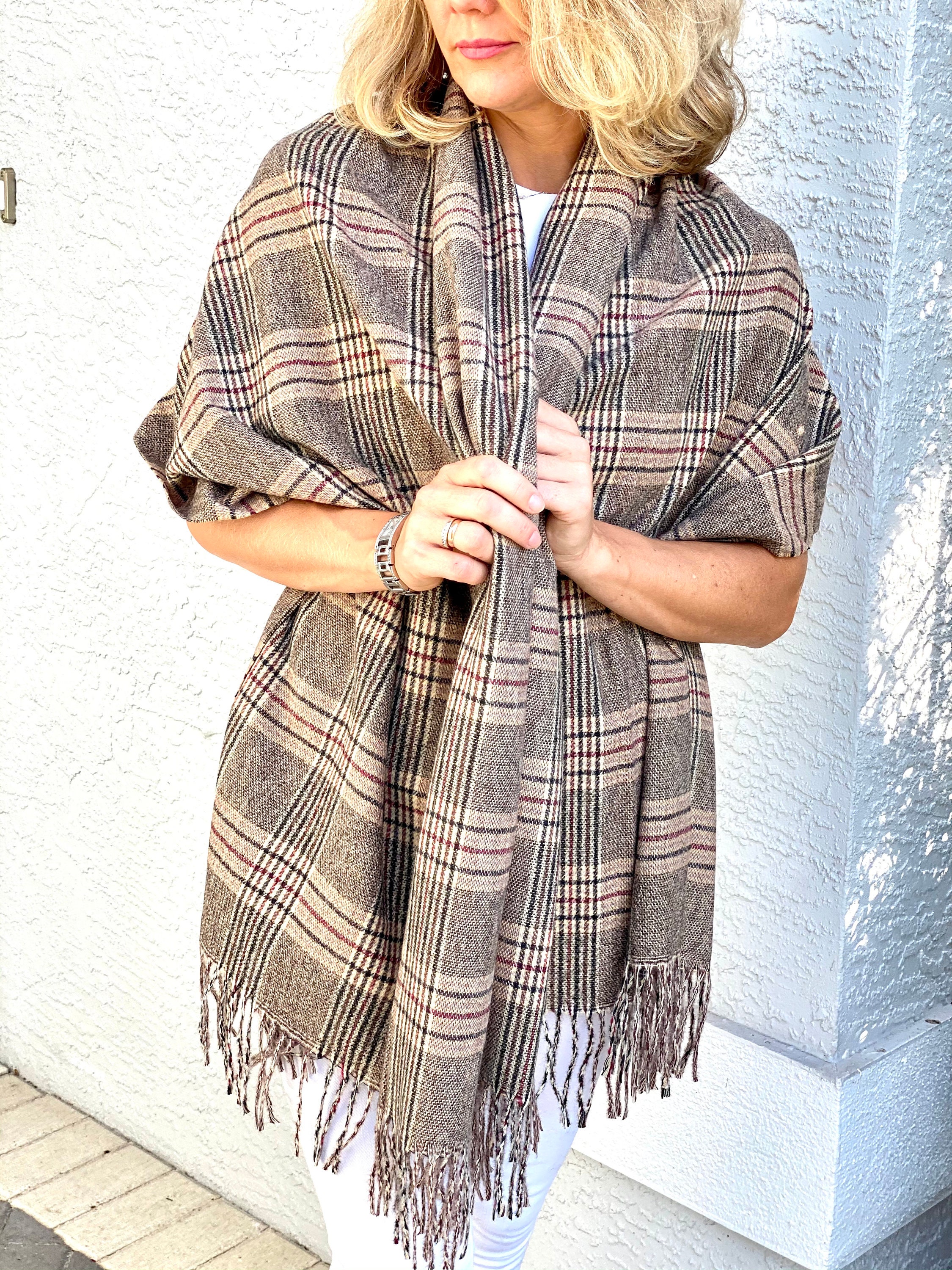 Red Plaid Blanket Scarf ShopWarmThreads Spring Wedding Shawl