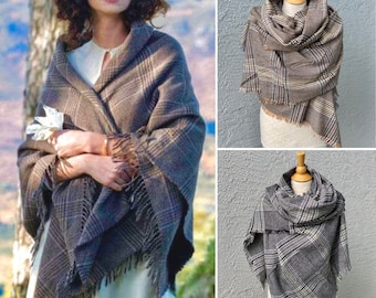 SHIPS TODAY Outlander Claire's Shawl, Travel Scarf, Plaid Tartan Blanket Scarf for Women, Shoulder Wrap, Neck Warmer, Gift for Mom, Her
