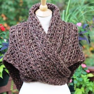 Outlander Shawl, Shoulder Neck Warmer, Sweater Wrap in Marled Brown, wool/acrylic blend, Gift for Girlfriend, Outlander Fan Gift