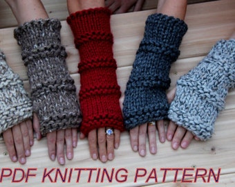 Outlander Mitts KNITTING PATTERN - Beginner / Hand Knited  Mittens DIY Instructions, Fingerless Gloves, Quick One Afternoon Knitting Project