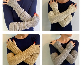 SHIPS TODAY! Knitted arm warmers, extra long mittens, texting gloves, long fingerless gloves, gift for a girlfriend, daughter, her
