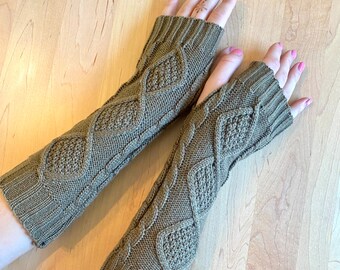 SHIP TODAY! Fingerless Gloves for Women, Cable Knit Arm
