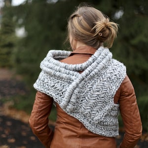 Archer cowl, huntress sweater vest for women, hand knitted post apocalyptic armor, Katniss fan gift, gift for girlfriend, her, sister