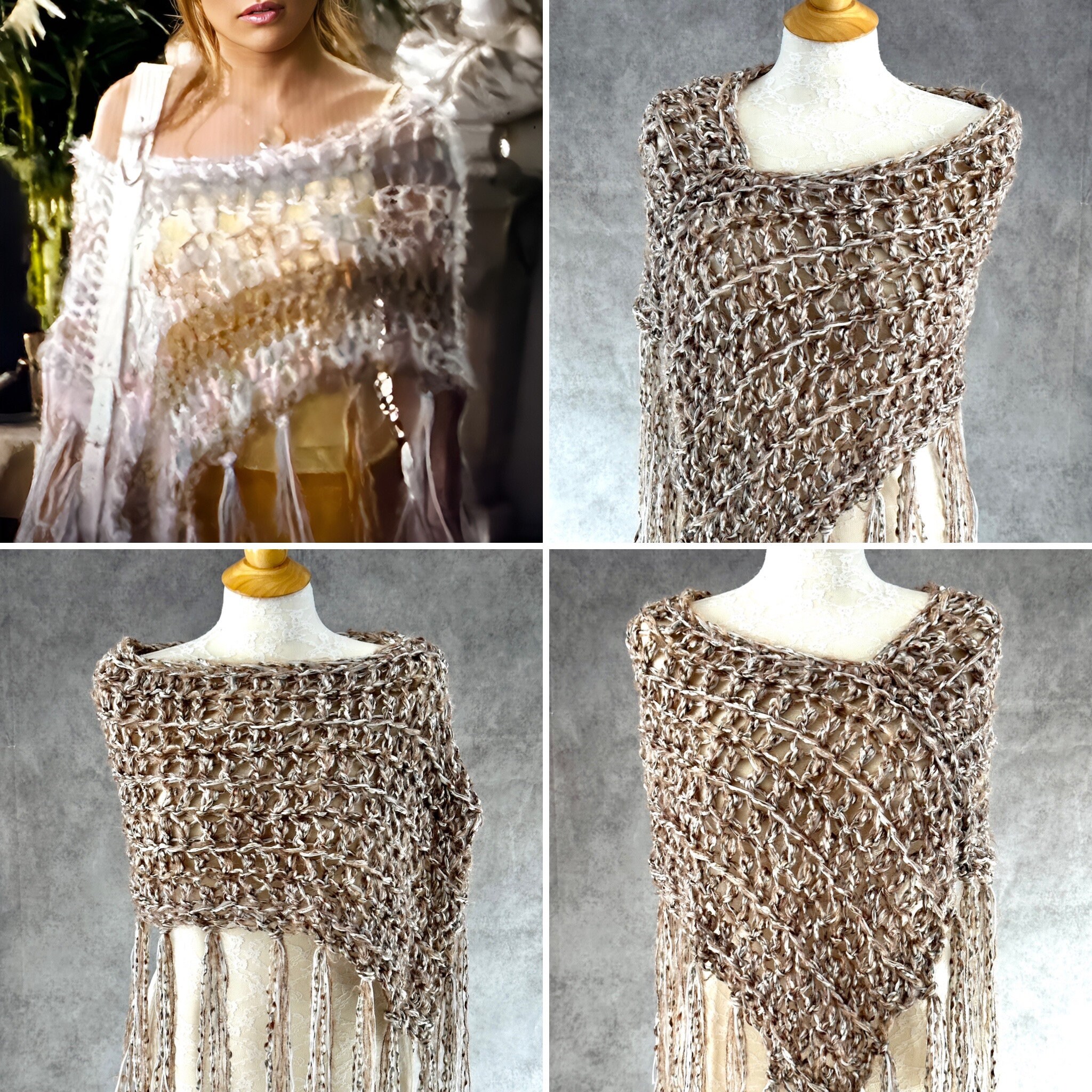SHIPS TODAY Bohemian Sheer Poncho, Long Tassels, Monster in