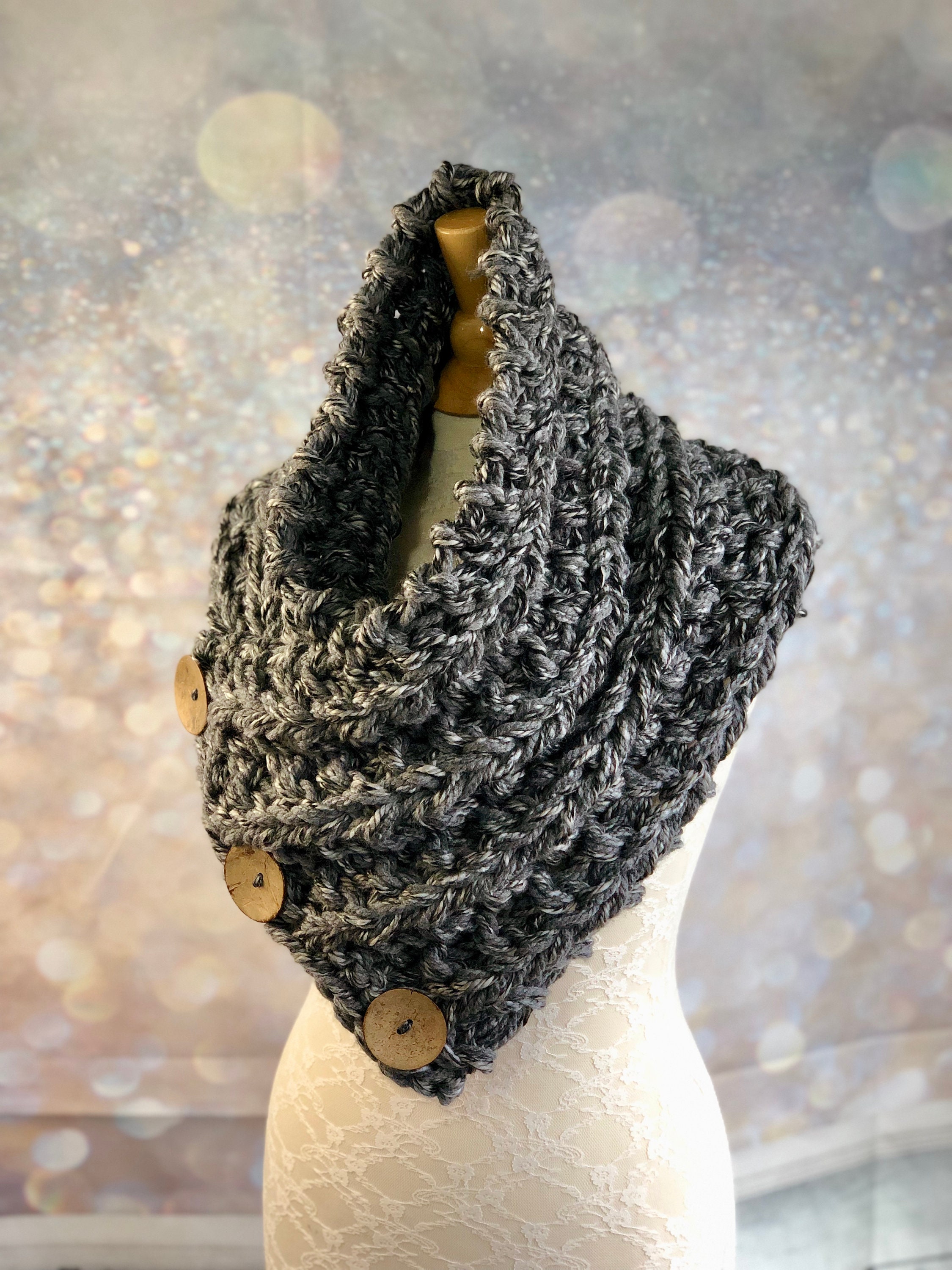 Oversized Chunky Cowl Scarf Neck Warmer in Shades of Gray, Super Soft ...