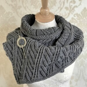 Highlands Scarf, Shawl, Cowl, Neck Warmer, Large Wrap, Lightweight Knit, Shoulder Wrap, Outlander Fan Gift, Gift for Mother, SHIPS TODAY Gray