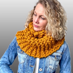 Neck Cowl Scarf in Mustard Yellow Color, Chunky Knit, Infinity Scarf ...