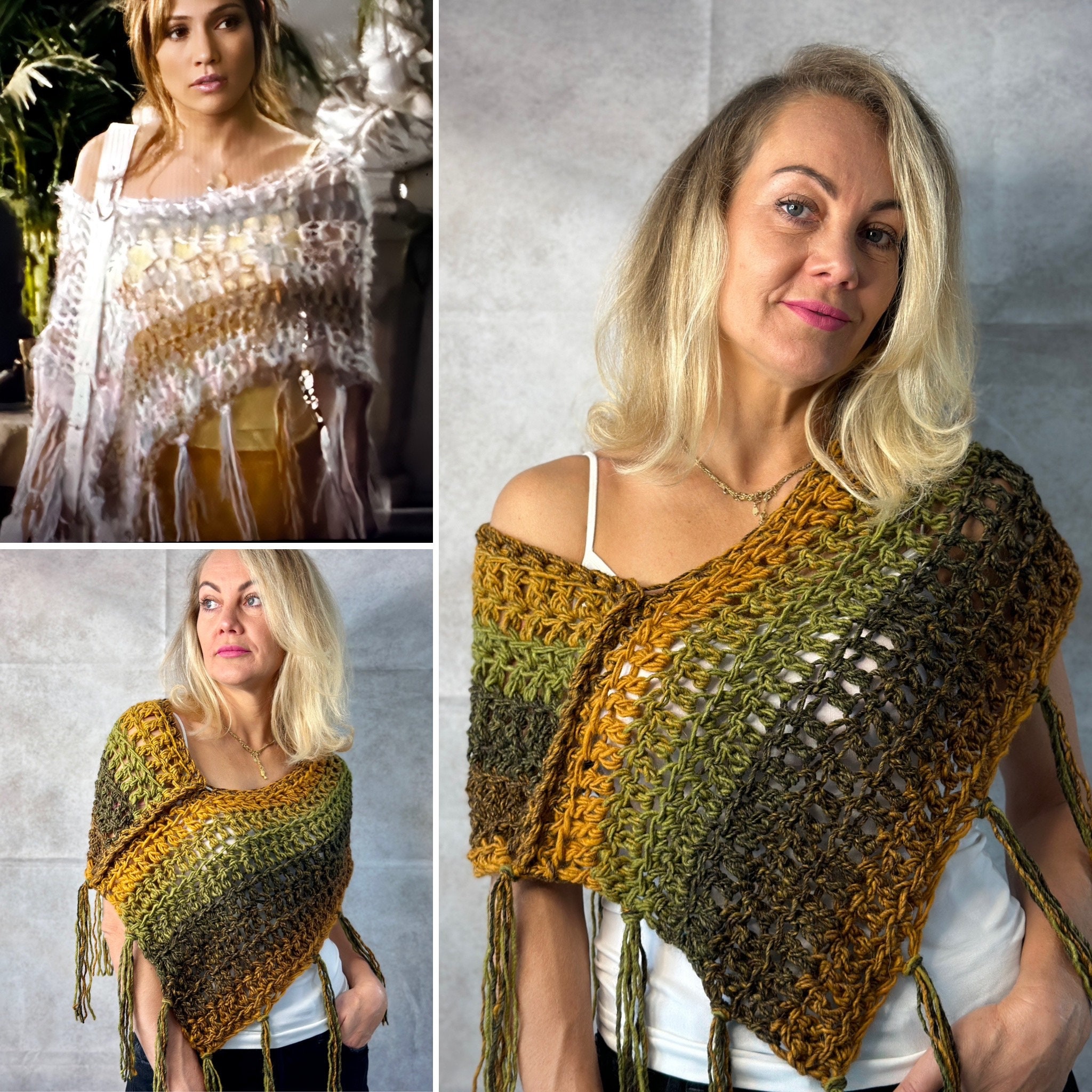 Bohemian Sheer Poncho W/ Long Tassels, Monster in Law Jlo Shrug