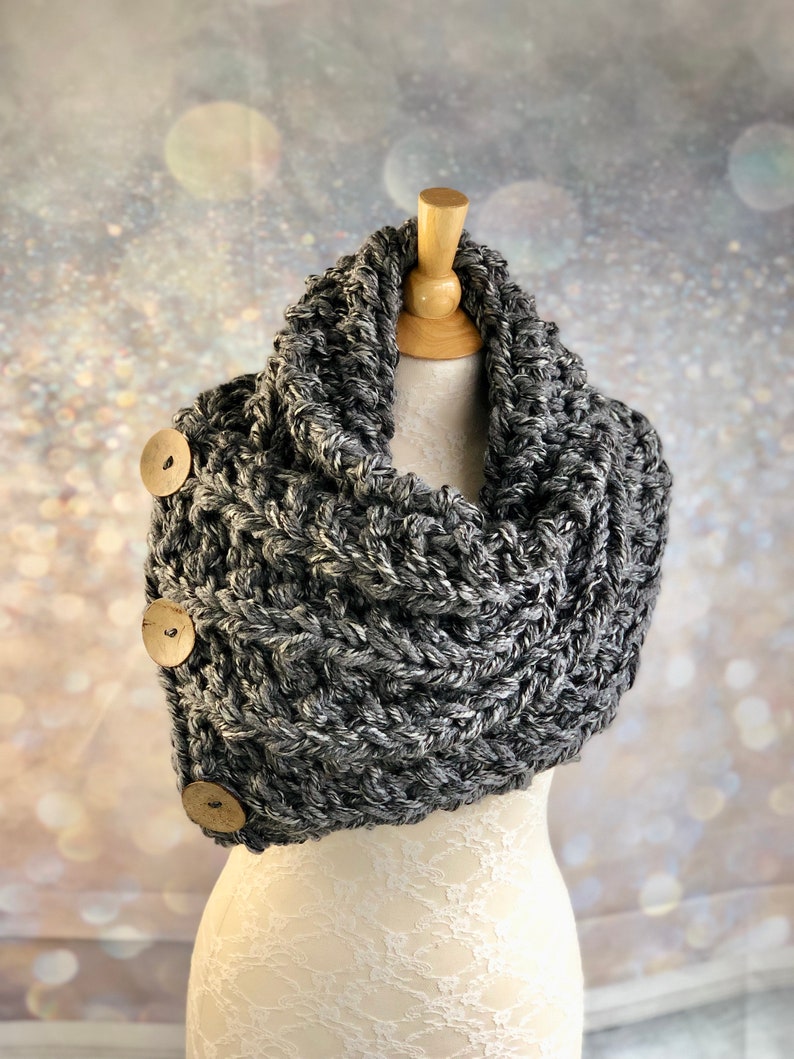Oversized Chunky Cowl Scarf Neck Warmer in Shades of Gray, Super Soft ...
