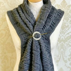 Outlander Scarf, Knitted Mini Shawl, Shoulder Wrap for Women, Soft Neck Warmer, Outlander Fan Gift, Gift for Mother, Her, SHIPS TODAY Gray