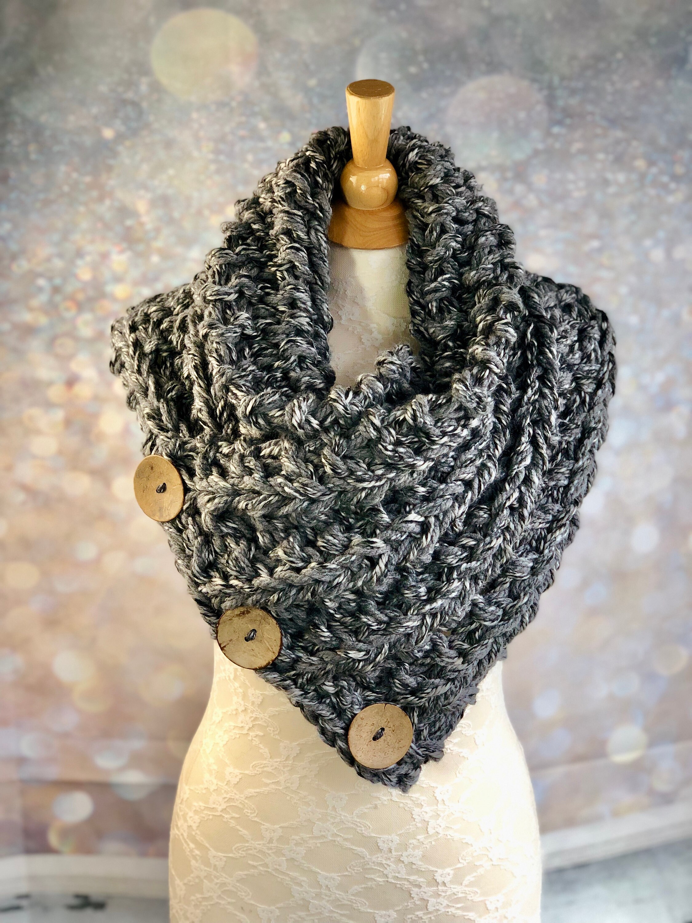Oversized Chunky Cowl Scarf Neck Warmer in Shades of Gray, Super Soft ...