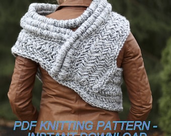 Archer Cowl KNITTING PATTERN TUTORIAL all adult sizes and colors - post apocalyptic huntress cowl vest shawl armor