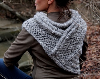 Archer cowl, huntress sweater vest for women, hand knitted post apocalyptic armor, Katniss fan gift, gift for girlfriend, her, sister