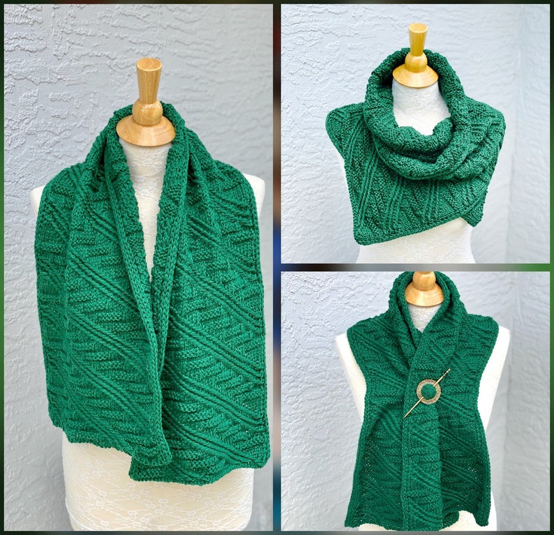 Outlander Scarf, Knitted Mini Shawl, Shoulder Wrap for Women, Soft Neck Warmer, Outlander Fan Gift, Gift for Mother, Her, SHIPS TODAY Green