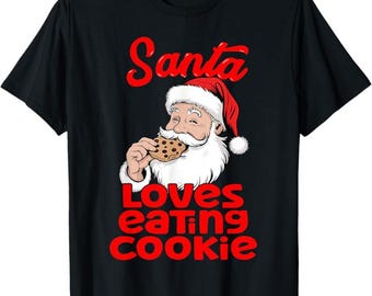 Naughty Christmas Santa Loves Eating Cookie Unisex klassiek T-shirt
