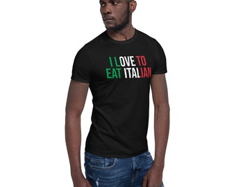 Bijpassend Halloween I Love To Eat Italiaans T-shirt met korte mouwen en uniseks