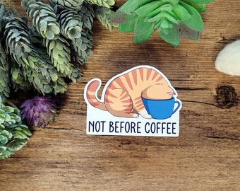 No antes del gato del café Pegatina