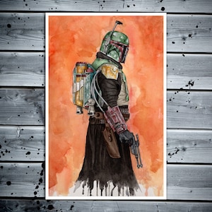 Boba Fett Watercolor Print - Discounted Pricing