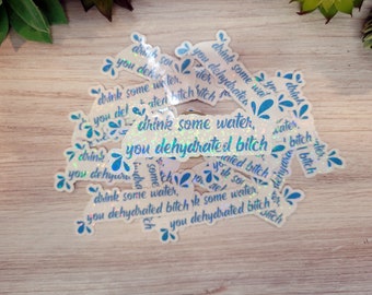 Drink Some Water, You Dehydrated Bitch Holographic Sticker