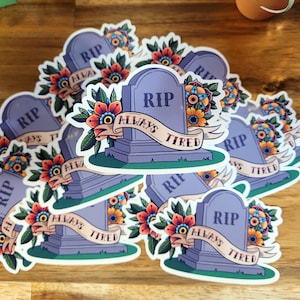 Always Tired Headstone Sticker Old School Tattoo Style