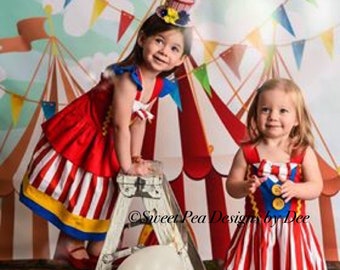 open lace back dress Circus tutu set- Circus outfit-Circus dress-Circus birthday outfit-Carnival  birthday outfit-Pastel circus carnival tutu set