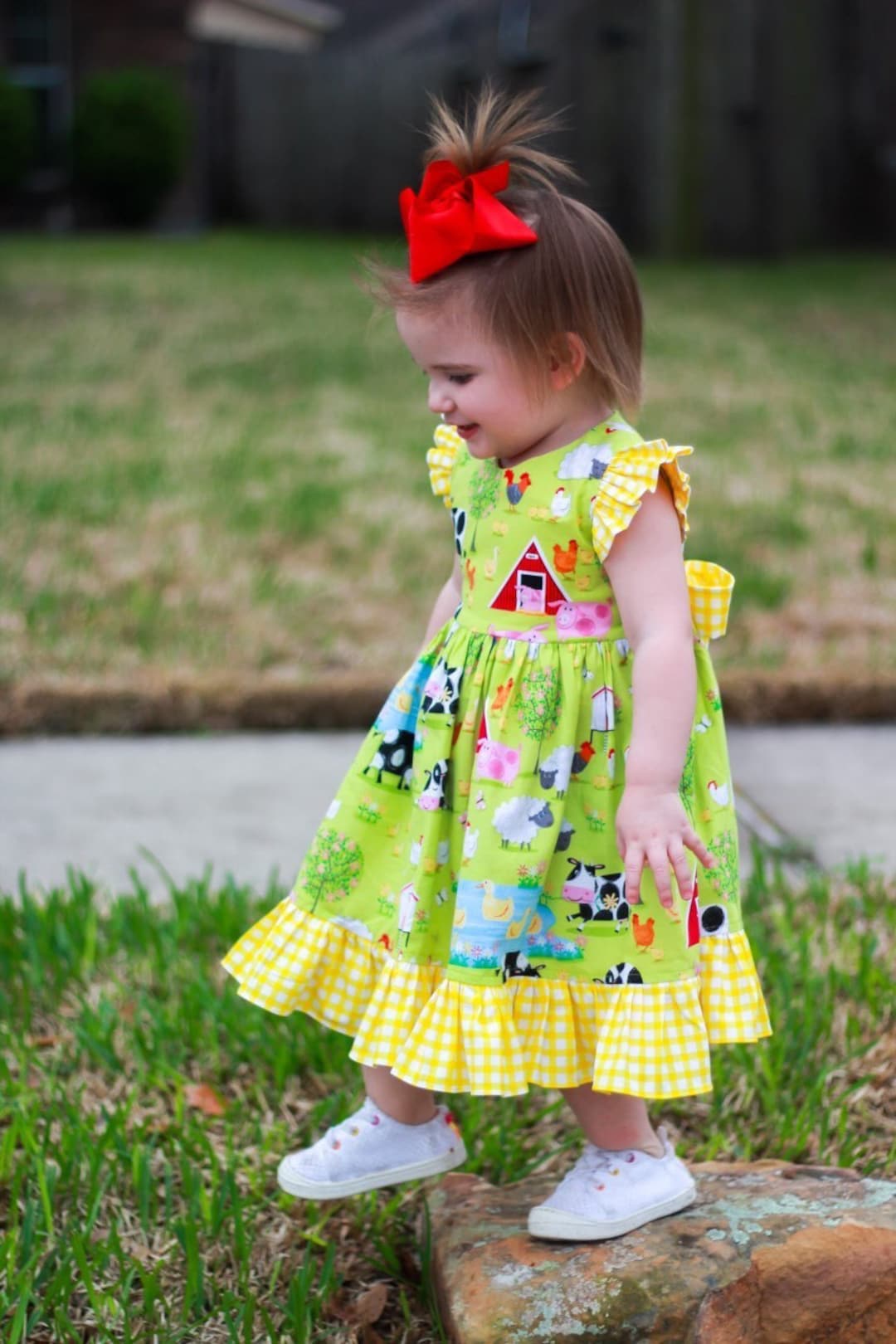 Girls Farm Dress, Farm Theme Dress, Farm Animal Dress,barnyard Dress