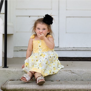 Girls Bumblebee Dress: Yellow Daisy Sundress, Summer Outfit image 2