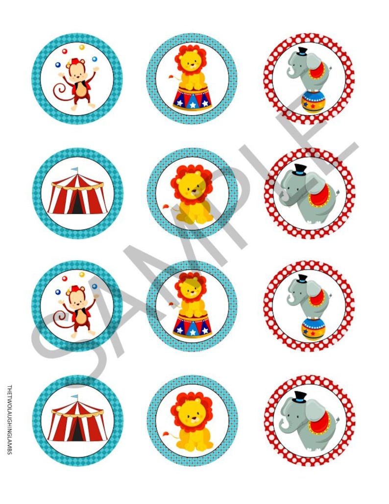 INSTANT DOWNLOAD CIRCUS Cupcake Toppers 2 Circle Circus | Etsy