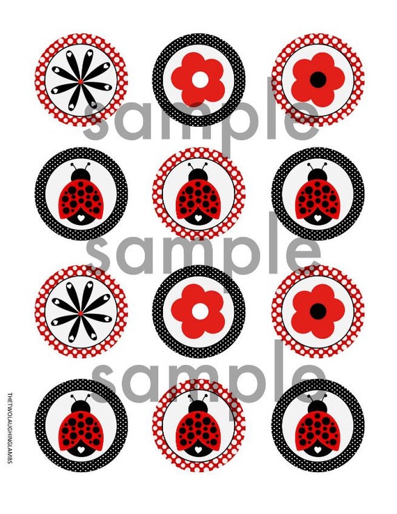 INSTANT LADYBUG CUPCAKE Toppers 2 Circles digital file | Etsy
