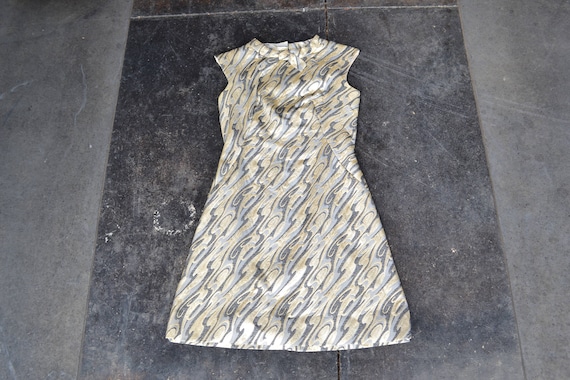 60s dress Vintage metallic dress | silver gold bro