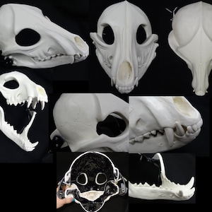 Cut and Hinged Hand Cast Resin Skeletal K9 Mask