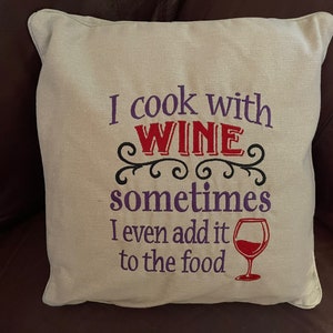 Embroidered Pillow - Wine Design