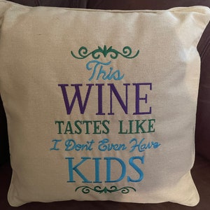 Embroidered Pillow - Wine Design