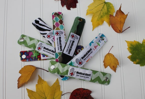 Adult Medical Alert Cuff Bracelet Size S/M or M/L With or Without Custom Printed Information Label