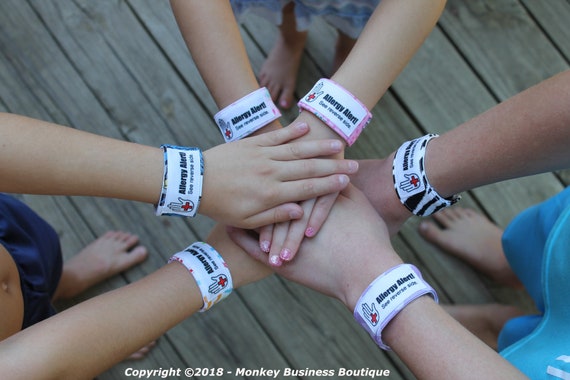Allergy Alert Cuff Bracelet For Babies/Toddlers OR 2-9 Years With or Without Custom Printed Information Label