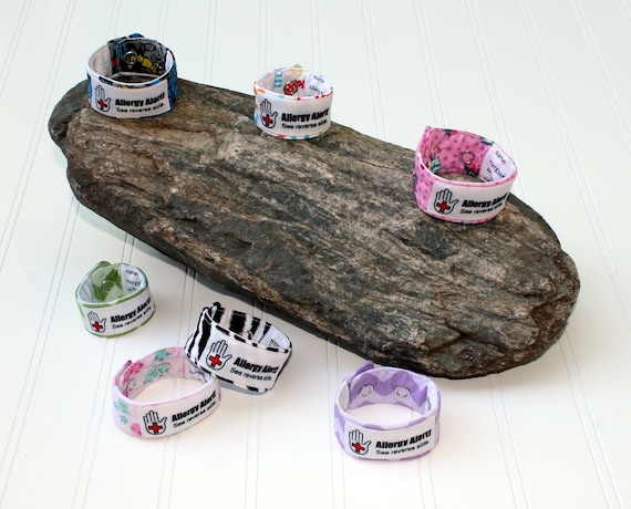 You Choose Any 5: Allergy Alert Cuff Bracelets For Babies/Toddlers OR Kids Ages 2 to 9 With or Without Custom Printed Information Label