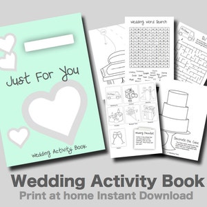 Kids Wedding Activity Book Mint Cover Print at home PDF kids games and puzzles. image 1