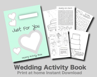 Kids Wedding Activity Book Mint Cover - Print at home PDF kids games and puzzles.