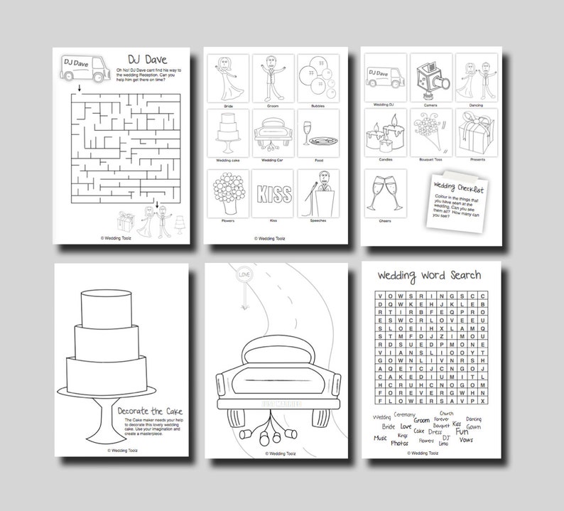 Kids Wedding Activity Book Mint Cover Print at home PDF kids games and puzzles. image 3