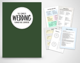 Wedding Planner Binder Printable Evergreen Wedding planner organiser folder, Instant Digital Download,