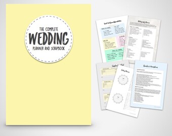 Wedding Planner Binder Printable Yellow and Grey wedding organiser  Folder, Instant Digital Download, Wedding Planner