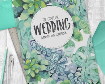 Wedding Planner Book - Complete Wedding Organiser Green Succulent Pattern