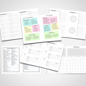 Op de afbeelding: Een bruiloftplanner met pagina's voor budgettering, gastenlijsten, jurken shoppen en een kalender. De pagina's zijn leeg en klaar om ingevuld te worden.