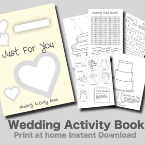 Kids Wedding Activity Book Yellow Cover - Print at home PDF kids games and puzzles.