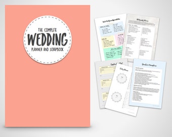 Wedding Planner - Coral printable wedding planner & Scrapbook  Print at home Digital Download wedding planning ebook